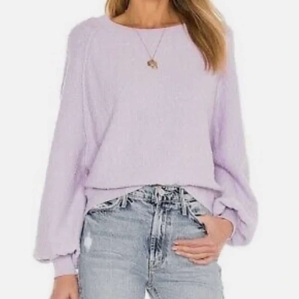 Free People Find My Friend Pullover Sweater, lilac, XS